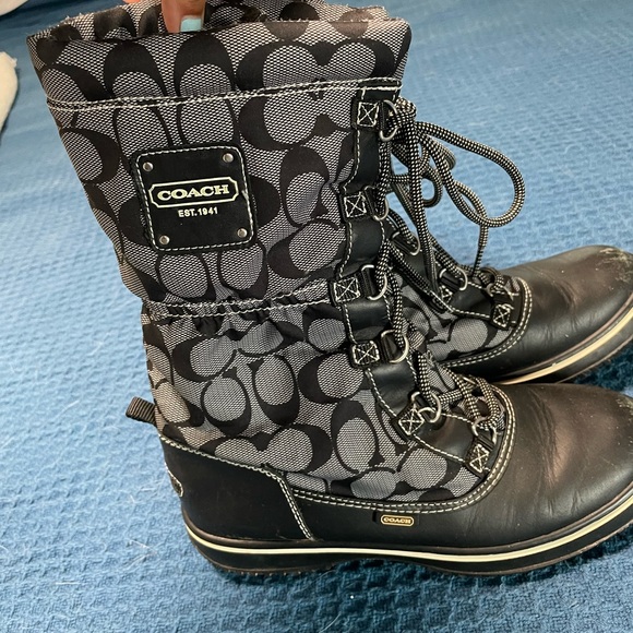 Coach Shaine Black/Grey Winter Boots Size 7 - Picture 2 of 7